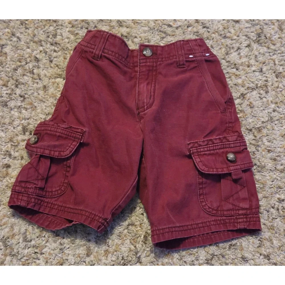 Gymboree Cargo Shorts Youth‎ Size 4T Red Button Pockets